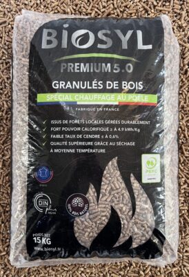 Granulés de bois Biosyl 5.0 premium – Palette de 72 ou 36 sacs de 15 kg