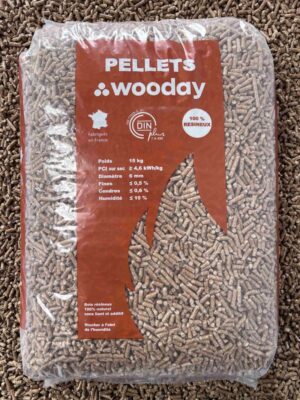 Granulés de bois premium Wooday – Palette de 15 kg