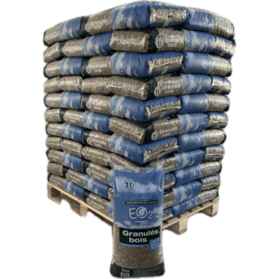 Granulés de bois premium EO2 15kg – Palette de 66 ou 33 sacs